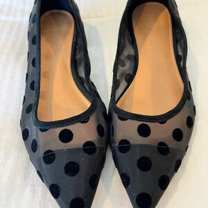 J. Crew Black Polka Dot Mesh Flats